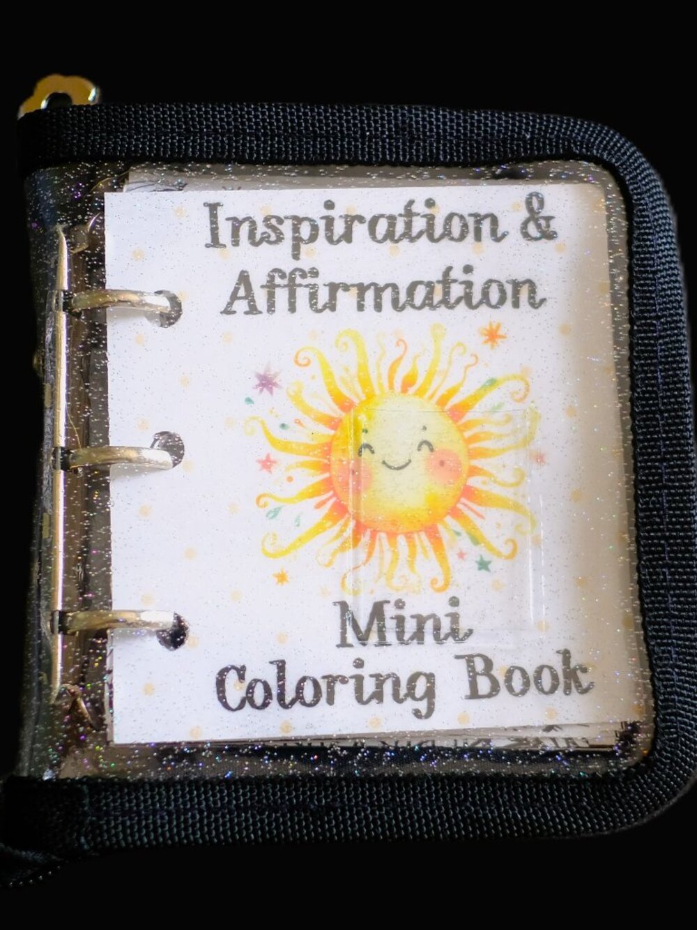 Mini Coloring Book & Pencil Set, Inspiration & Affirmation, Handmade, binder
